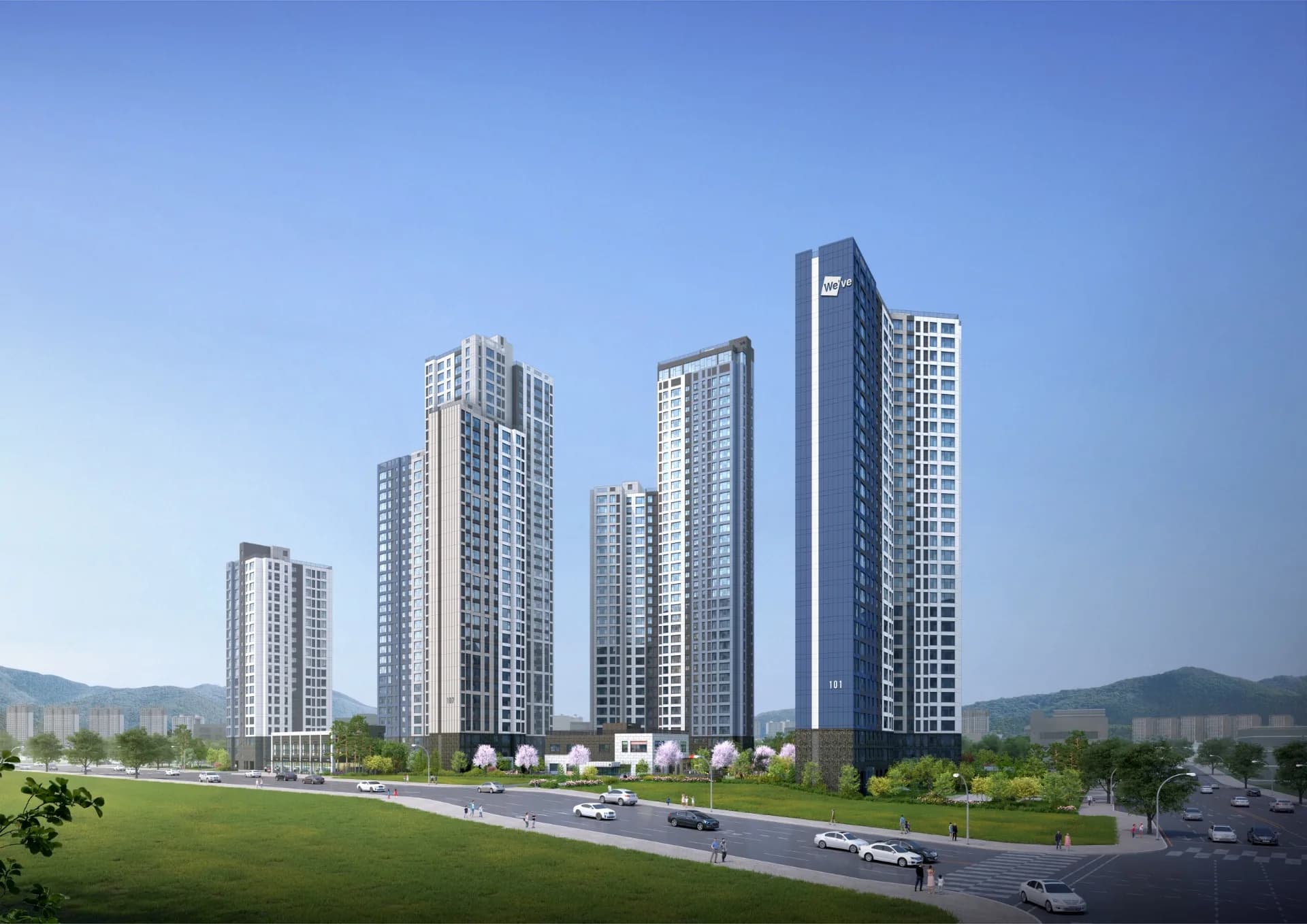 두산위브 더센트럴 도화 단지 조감도