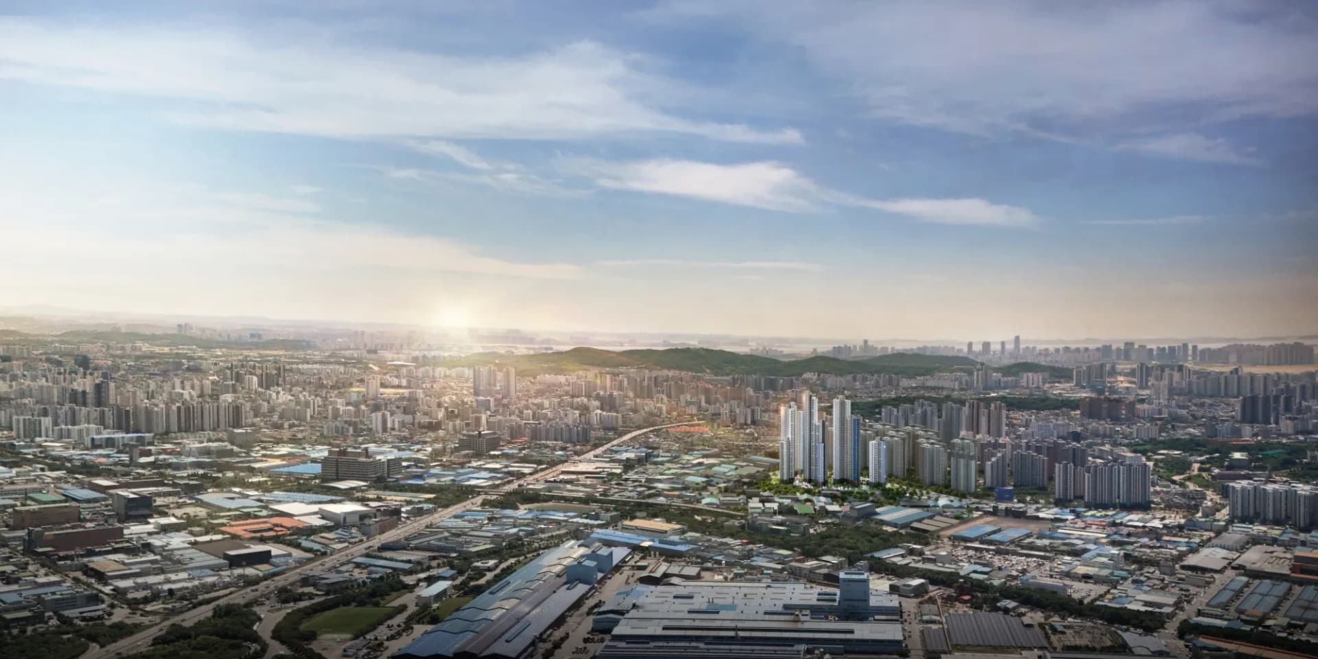 두산위브 더센트럴 도화 광역 항공 조감